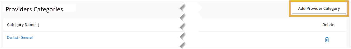 Provider categories showing Add Provider Categories button with a yellow highlight box around it.